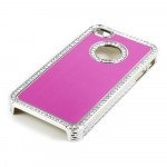 Wholesale iPhone 4 4S  Alumnium Diamond Chrome Case  (Hot Pink)